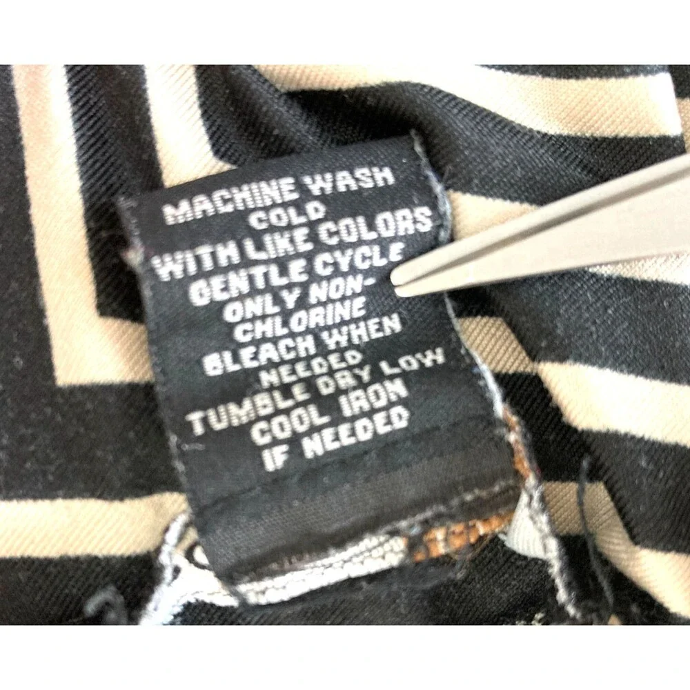 Robert Louis Women's A-Line Maxi Skirt Size M Tan Black Striped Faux Belt